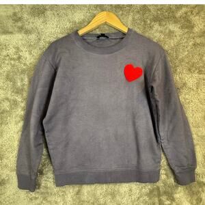 J. Crew Heart Applique Pullover Sweatshirt S Small Periwinkle Blue Purple
